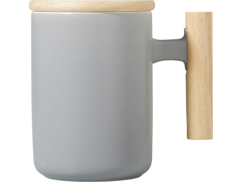 Кружка с ручкой и крышкой из каучукового дерева Jeny