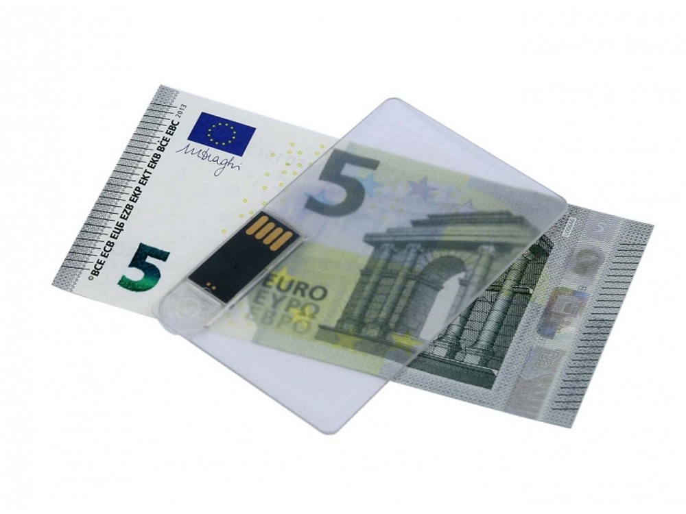 Флеш-накопитель USB 2.0 на 64 Гб, оформленный в виде прозрачной пластиковой карты