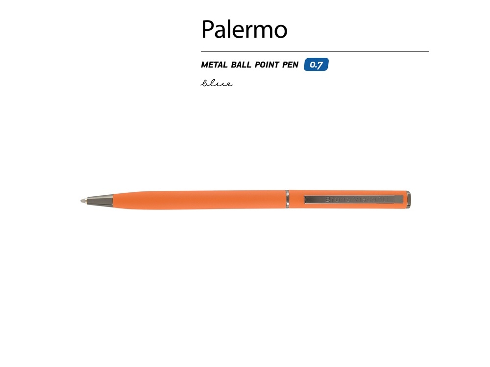Ручка металлическая шариковая Palermo, софт-тач