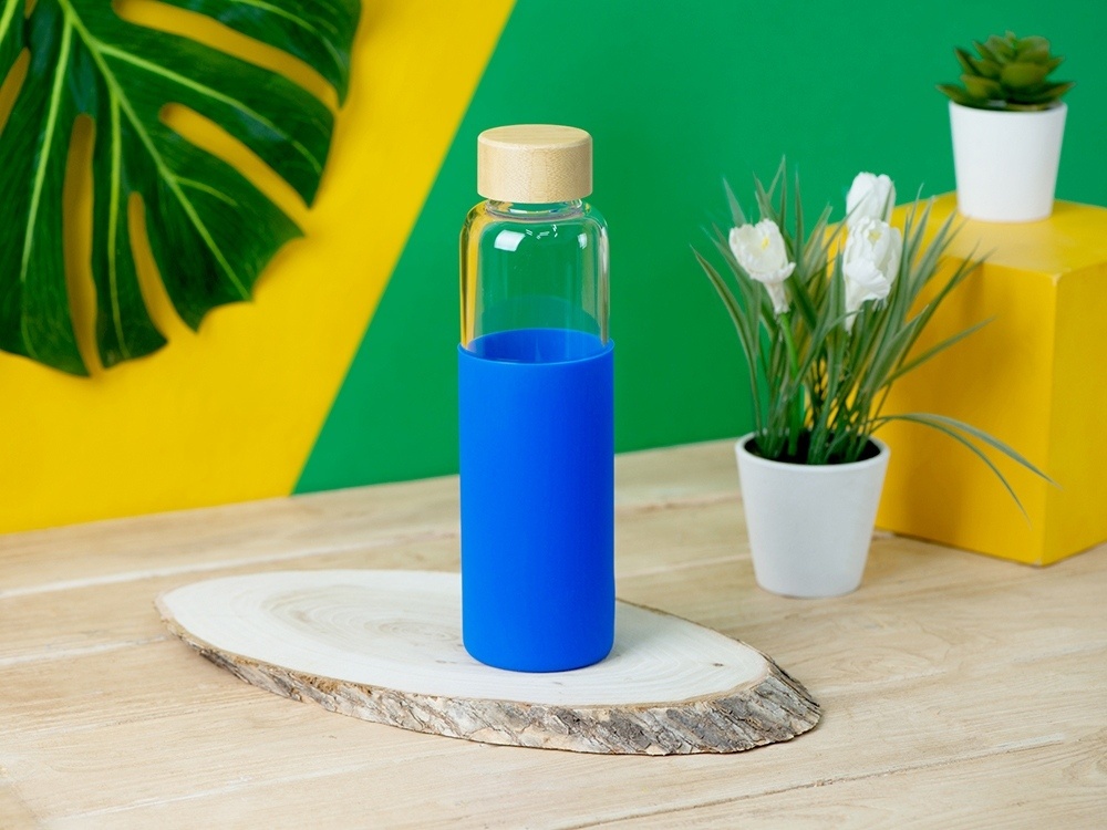 Стеклянная бутылка для воды в силиконовом чехле Refine