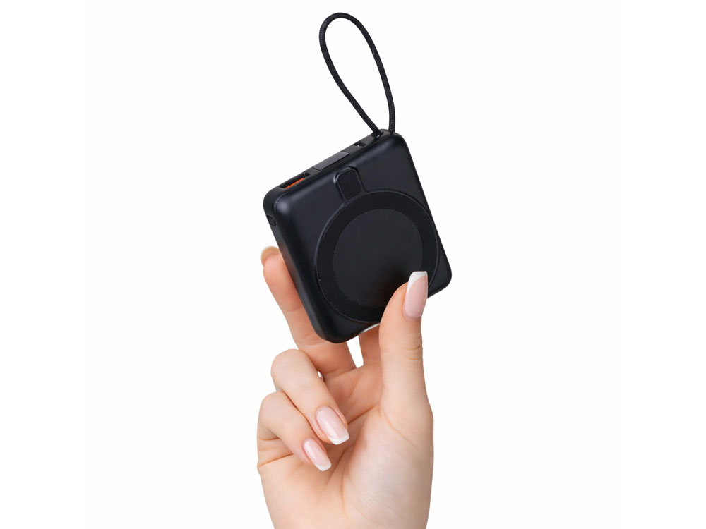 Магнитный беспроводной внешний аккумулятор c подсветкой лого Энчант, 10000 мАч